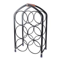 Tilaa säästävä koristeellinen lintuhäkkiviiniteline sisältää 6 pulloa pöytänäytölle vapaasti seisova viinin säilytysteline musta