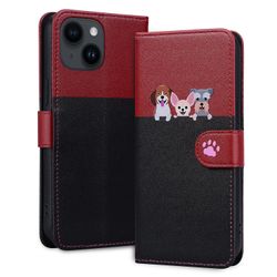 Foxdock Kompatibel med Iphone 14 Plus søte dyr mønster lommebokdeksel med kortspor flipdeksel Svart