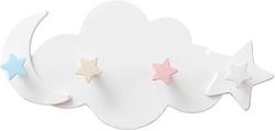 kpl tähti- ja kuutakkikoukut, 4 koukkua lasten naulakkoon, muovinen seinänaulakko ilman porausta, pilvenmuotoiset seinäkoukut, sopivat vaatekaappiin