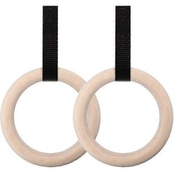 Shenzhen Crestgolf Supplies 2X Gymnastikringe Holz Turnringe Gym Ring Gym Rings mit Verstellbare Nylonbnder 3cm