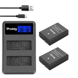 Sajygv 7.4V 1500mAh EN-EL14 EN-EL14 En-EL14A + LCD-batteri Dobbel lader for Nikon P7800, P7100, D3400, D5500, D5300, D5200, D3200 2BatteryWithCharger