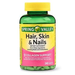 Spring Valley Spring Valleyn hiusten, ihon ja kynsien kapselit biotiinilla ja antioksidanteilla, 3000 mcg, 240 laskea