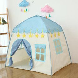 Jying Børns Telt Gaver Kids Telt Barn Folding Play Telt Hus for Børn Indendørs Prinsesse Castle Blå farve