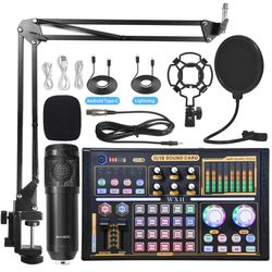Live Streaming Lydkort Kit Mobil datamaskin Mikrofon Live Streaming Spesialutstyr Bm800 Mikrofon Lydkort Kit Svart
