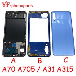 Zkdsv Midtramme og bakre batterideksel for Samsung Galaxy A31 A315 A70 A705 Reservedeler Frontramme Midtramme Høy kvalitet A70 Korall oransje ABC