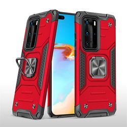 Stødsikker rustning sag for Huawei p40 pro/p40 pro + med støttefod all inclusive dække rød rpc1031