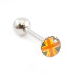 BodyJewelryOnline Tunge vægtstang med England flag design design 14g