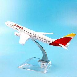 Lentokoneen pienoismalli Espanja Iberia Airlines A330 lentokone malli painevaletut metallilentokoneet malli 16cm 1:400 lentokoneen lelulahja Valoku...