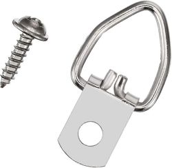 100 pakkausta raskaita D-rengaskoukkuja ruuveilla kellojen, maalausten, kuvakehysten, ristipistojen ripustamiseen