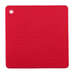 Silikone pot holder, krukkeåbner, ske hvile og hvidløg Peeler, Fleksibel, Holdbar, Opvaskemaskine Safe, Varmebestandig Hot Pads (7,2") Rød
