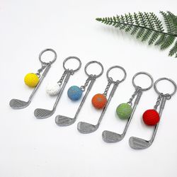 Ny Jx Golf Club Ball Key Ring Vedhæng Dekoration Golf Key Chain Craft Gave Souvenir (6stk, Multicolour)