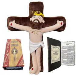 Heyone Pyhä Raamattu Pehmotyyny, joka avaa Raamatun jakeen tyynykirja Pehmolelut lapsille Aikuiset kristityt Jeesus punaisena