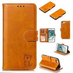 Nahkainen suojakotelo iPhone 6: lle ja 6: lle Keltainen