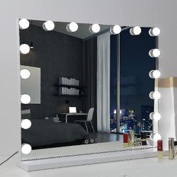 cmhollywood forfengelighet speil med 3 farger lys og 14 dimbare LED-pærer, med usb lading bare pærer XH