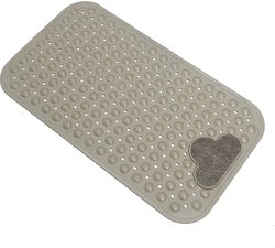 Skridsikre badekarmåtter med sugekopper bademåtte til badeværelse, maskinvaskbar, 28" X 16" (Khaki)