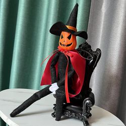 Mylight Halloween Pumpkin Elf Doll Christmas Shelf Decoration Kids Gift Plysj Ornament A