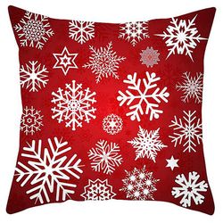 Varychmoo Glædelig jul Røde puder Cover Xmas Pudebetræk Home Decors N Snefnug
