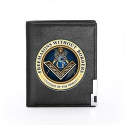 Bricks Masons Kompas og firkantet g frimurerisk tegnebog og kreditkortholder (20 varianter) Bg039-sort