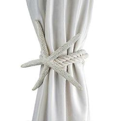 2 kpl luonnollinen meritähtiverho sidosköysi verhot pidätykset puuvillainen solmionauha, joka sopii kodin sisustukseen pohjoismaiseen tyyliin makuu...