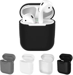 AIR Beskyttelsescovers, der er kompatible med Apple AirPods etui, pakke med 4 stk. (sort, hvid, grå og gennemsigtig)