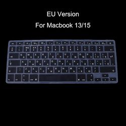 EU-versjon Russisk Tastatur Silikon Huddeksel For Apple Macbook Air Pro 13 15 Svart