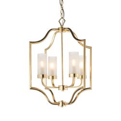 Endon Lighting Edrea 4 Lys loft vedhæng Satin messing &matteret glas, E14