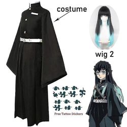 Tokitou Muichirou Cosplay Kostume Anime Demon Slayer Cosplay Kimetsu Ingen Yaiba Kisatsutai Uniform Paryk Halloween Party Tøj E 4 M