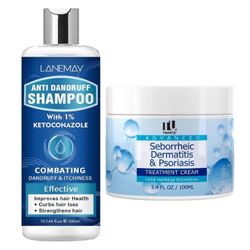 unbrand Hilseenestoshampoo + seborrooinen ihottumavoide -setti, sienilääkeshampoo, päänahan hoito psoriaasiin, follikuliittiin, kuivaan päänahkaan,...