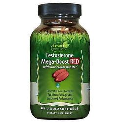 Irwin Naturals testosteroni Mega Boost PUNAINEN, 68 pehmeää geeliä