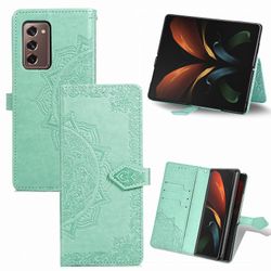 Etui til Samsung Galaxy Z Fold2 Cover Læder Tegnebog Cover Prægning Mandala Magnetisk Flip Protection Stødsikker - Grøn