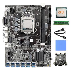 12 Gpu B75 Btc Mboard + CPU + fläkt + Pad + 4G DDR3 RAM + SATA Kabel 12 Usb3.0 (pcie) L