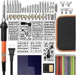 Puulämmitteinen sarja, 79kpl Pyrografiakynäsarja säädettävällä lämpötilalla 200 ~ 450 kytkin, puulämmitteinen työkalusarja - Kohokuviointi/ veistäm...