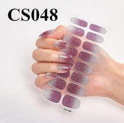 16 stykker / ark Fuld dækning indpakket neglelak sticker strimler Nail Art Dekoration Solid Color CSO48 3pcs