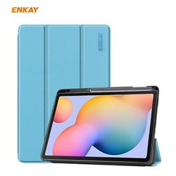 JVY Til Samsung Galaxy Tab S6 Lite P610 / P615 ENKAY ENK-8003 PU Læder + TPU Smart Case med Pen Slot(Lyseblå)