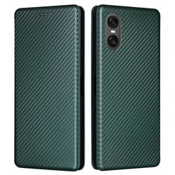 Sony Xperia 10 VI -kotelo, jossa kortinpidike Hiilikuitutekstuurinahkainen puhelimen kansi Vihreä
