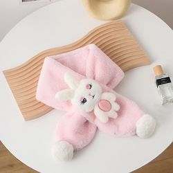 Børns Vinter fortykket Varm Cute Rabbit Cartoon Imitation Rex Rabbit Fur Plys Baby Bib for mænd og kvinder Pink