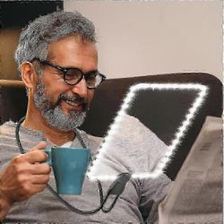 Ladattava handsfree-suurennuslasi valolla ja jalustalla 5x suurennuslasi kaulan vaatteiden suurennuslasi senioreille lukemiseen Korjaus Ompelu - FI