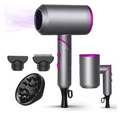 Ionic Professional Hårtørrer Hurtig tørring Foldble Føntørrer 3 Dyser grå