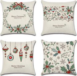 Stykker Christmas Pute Cover 45x45cm Christmas Pillow Case Bomull og sengetøy God jul dekorative putevar for sovesofa soverom stol hage