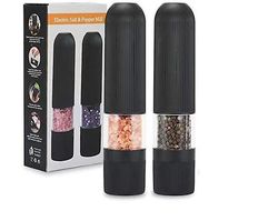 Yunshu Køkkenudstyr, elektrisk peber, havsaltkværn, justerbar kontrolkværn 2 pack