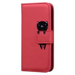 Gangxun Sag til Iphone 6 / 6s Cute Cartoon Animal Læder Wallet Flip Creative Magnetic Protective Cover - Red Cat