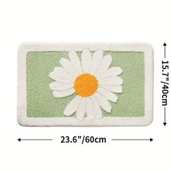 1pc myk og sklisikker blomstermønster badematte - absorberende og maskinvaskbar for hjemme stue og bad - perfekt hjemmeinnredning Grønn 40*60