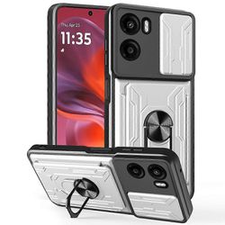 Motorola Moto G05 4G Kotelo PC + TPU Tukiteli Puhelimen Takakansi Kameran Liukusäätimellä - Valkoinen Monivärinen White