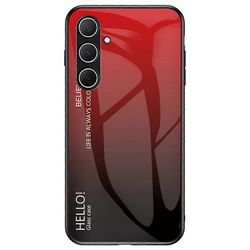 Samsung Galaxy A56 5G -kotelolle naarmuuntumaton karkaistu lasi + PC + TPU puhelimen kansi Monivärinen Gradient Red Black