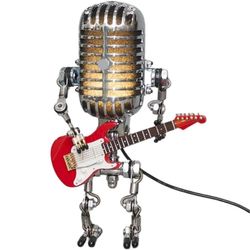 Retro stil vintage mikrofon robot bordlampe, vintage mikrofon robot touch dimmer lampebord la