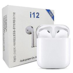 I12 Valkoiset langattomat kuulokkeet Bluetooth 5.0:lla