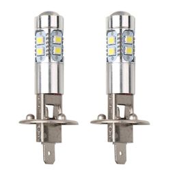 2kpl auton sumuvalo 100W H1 LED-ajovalojen polttimot 6000K 2835 SMD 10LED erittäin kirkas auto kaukovalot m Hopeanvalkoinen valo