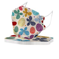 50stk Engangs voksne Blomsterprint Fiskemaske Ansigtsmaske 4 lag Blå