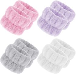 8Pcs Ansiktsvask Armbånd, Spa Håndledd Vaskebånd Elastisk Håndkle Armbånd Absorberende Ansiktsvask Håndleddet Washbands for kvinner Girls Yoga, Øvelse