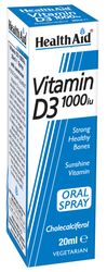 Health Aid Terveysapu Vitamiini D3 1000iu Spray, 20ml